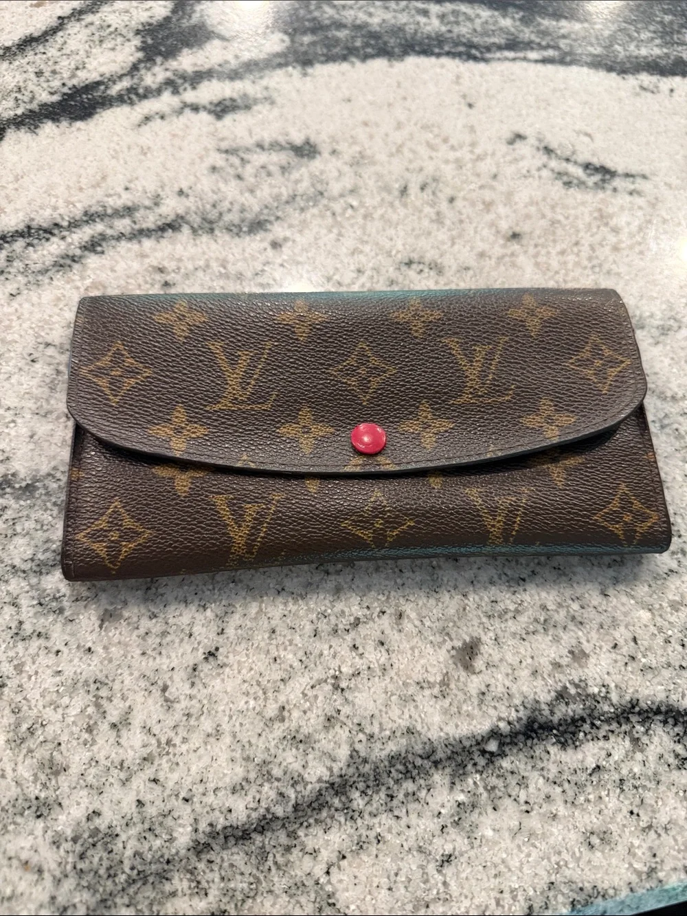 Louis Vuitton Monogram Continental Wallet with Red Snap - rare red interior